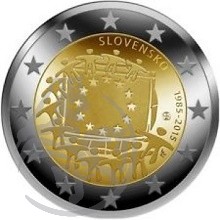 Eslováquia 2€ 30º Aniversário Bandeira